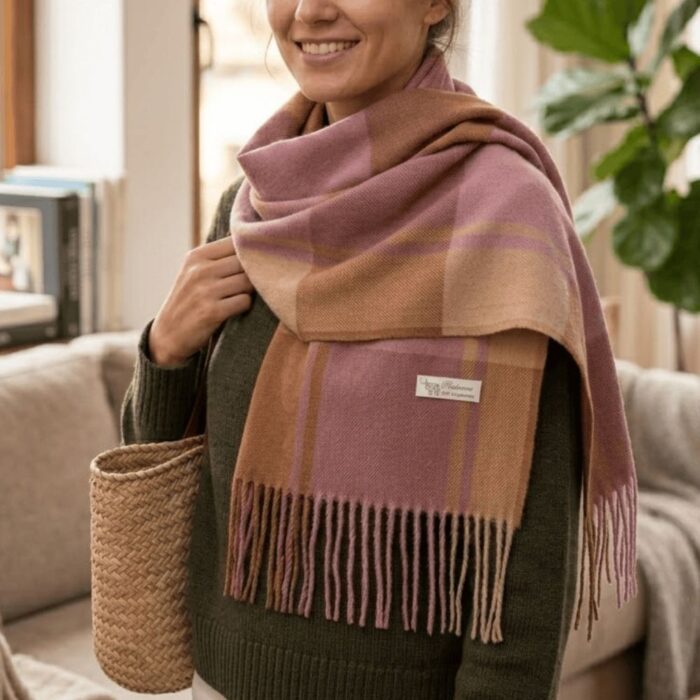 Maxi Bufanda Mujer Marron y Morado - Imagen 4