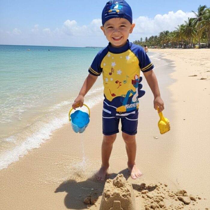 Ropa de Baño para Niño UV Azul en Moto - Imagen 2