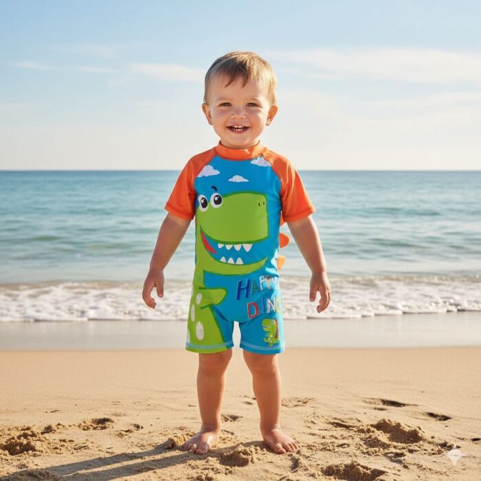 Ropa de Baño para Niño UV Dinosaurio Sonrisa y Nubes - Imagen 4