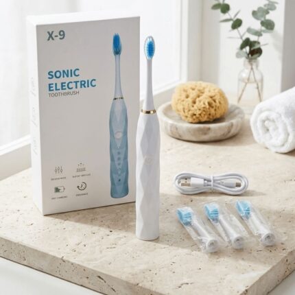 Cepillo de Diente Eléctrico Blanco con Repuesto con Cable