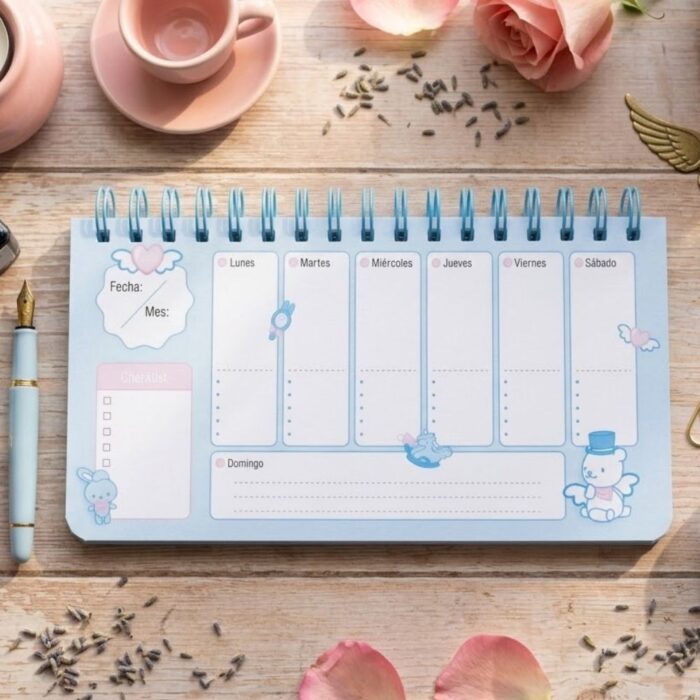 Libreta de Conejito kawaii - Celeste y Blanco - Imagen 2