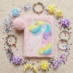 Libreta de Peluche Unicornio Rosado Rayado