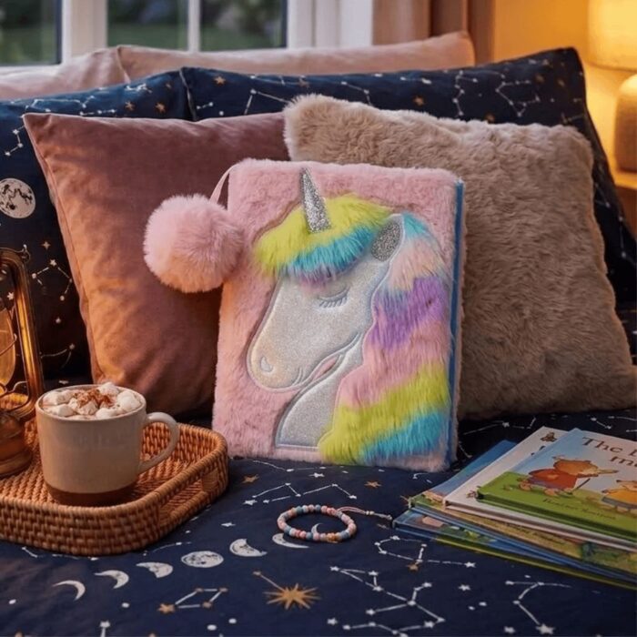 Libreta de Peluche Unicornio Rosado Rayado - Imagen 2