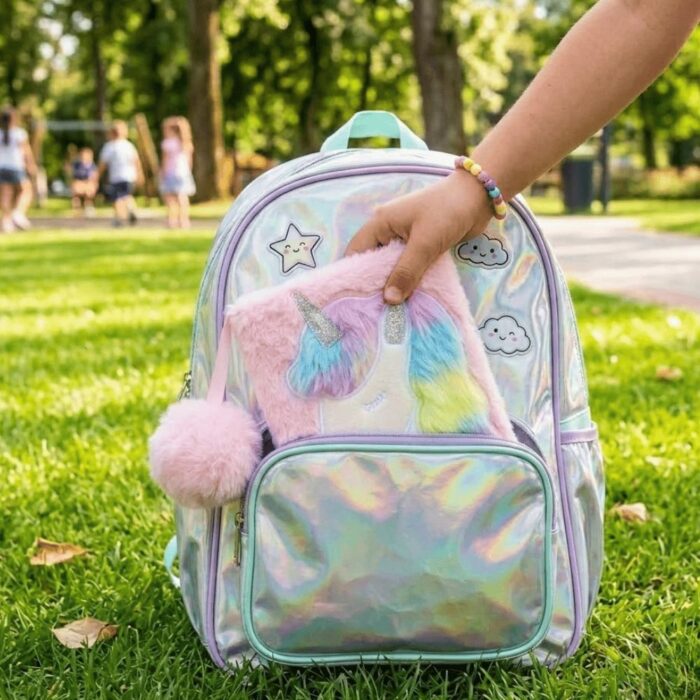 Libreta de Peluche Unicornio Rosado Rayado - Imagen 4
