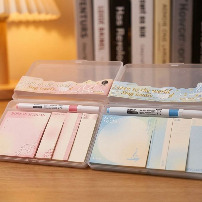 Pack 2 Sets de Estuches PostIt con Resaltador Rosa y Celeste - Imagen 3