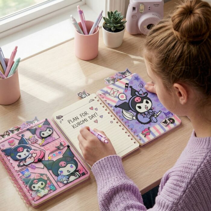 Cuaderno 3D Animado de Gatita y Amigos Rosado - Imagen 2