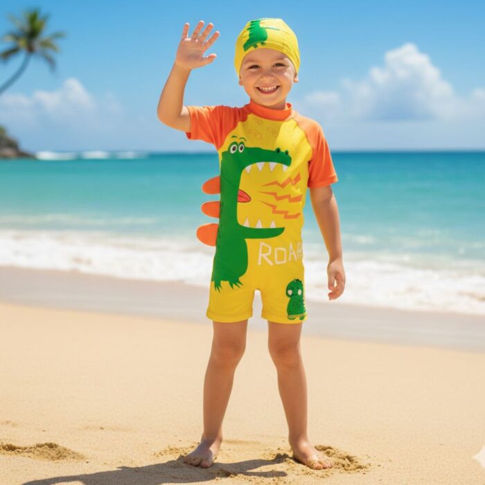 Ropa de Baño para Niño UV Dinosaurio Gritando Amarillo - Imagen 4