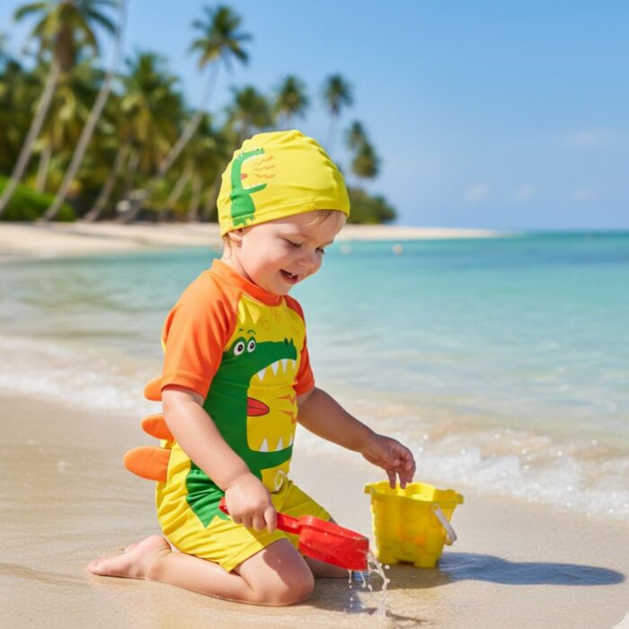 Ropa de Baño para Niño UV Dinosaurio Gritando Amarillo - Imagen 3