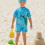 Ropa de Baño para Niño UV Dinosaurio Acuático Naranja - Imagen 4