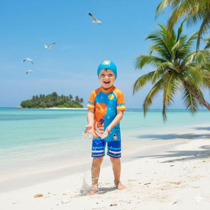 Ropa de Baño para Niño UV Dinosaurio Bebé Naranja - Imagen 2