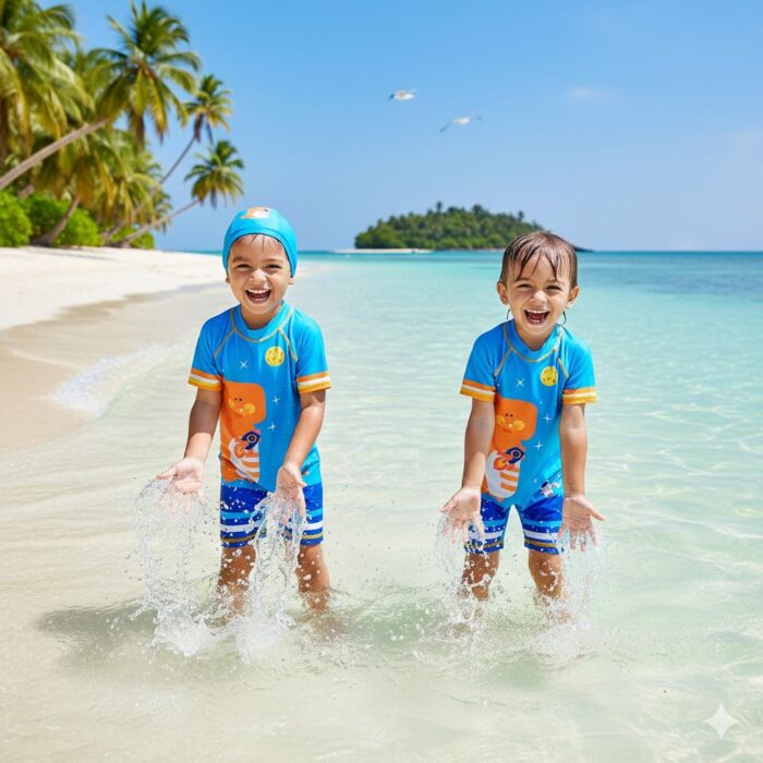Ropa de Baño para Niño UV Dinosaurio Bebé Naranja - Imagen 3