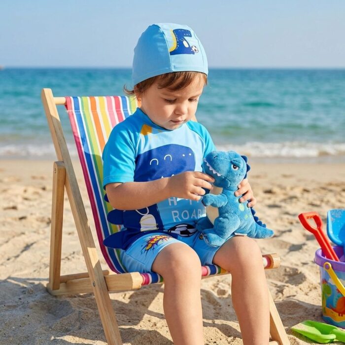 Ropa de Baño para Niño UV Dinosaurio Azul Futbolero 3 a 4 años - Imagen 2