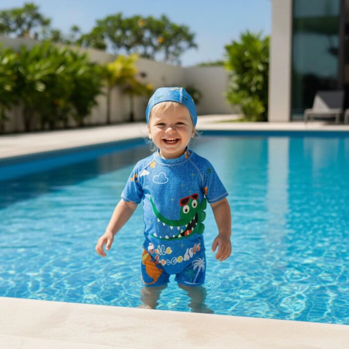 Ropa de Baño para Niño UV Dinosaurio Verde con Lentes de Sol - Imagen 4
