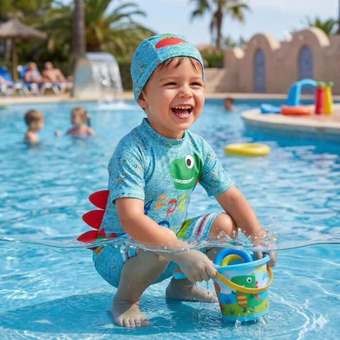 Ropa de Baño para Niño UV Dinosaurio Largo Verde - Imagen 3