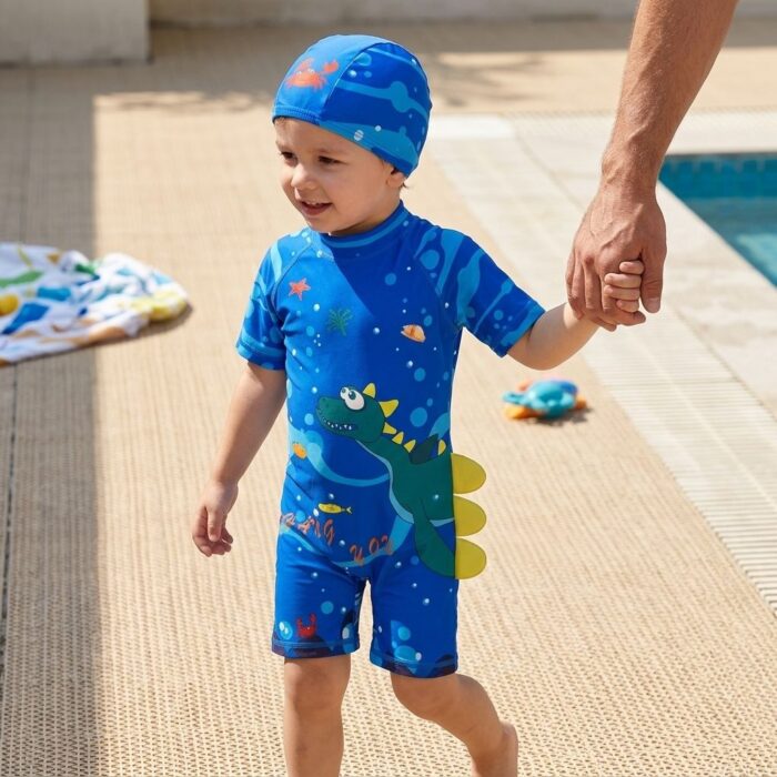 Ropa de Baño para Niño UV Dinosaurio Acuático Azul - Imagen 4