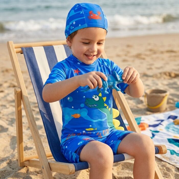 Ropa de Baño para Niño UV Dinosaurio Acuático Azul - Imagen 3