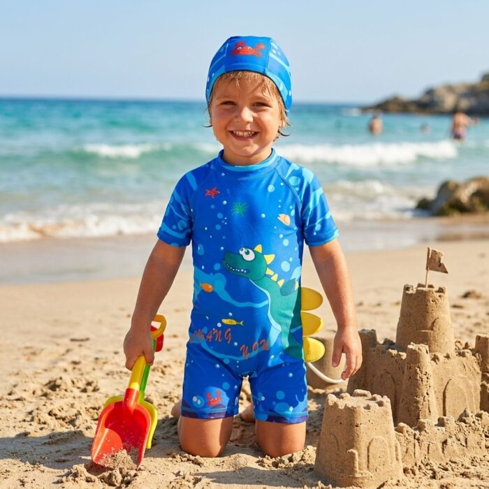 Ropa de Baño para Niño UV Dinosaurio Acuático Azul - Imagen 2