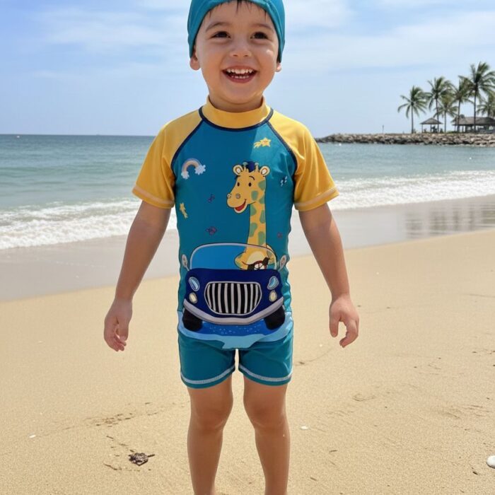 Ropa de Baño para Niño UV Jirafa Verde Manejando Auto - Imagen 2