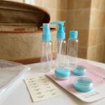Set de Dispensadores Para Llevarlos de Viaje Color Celeste