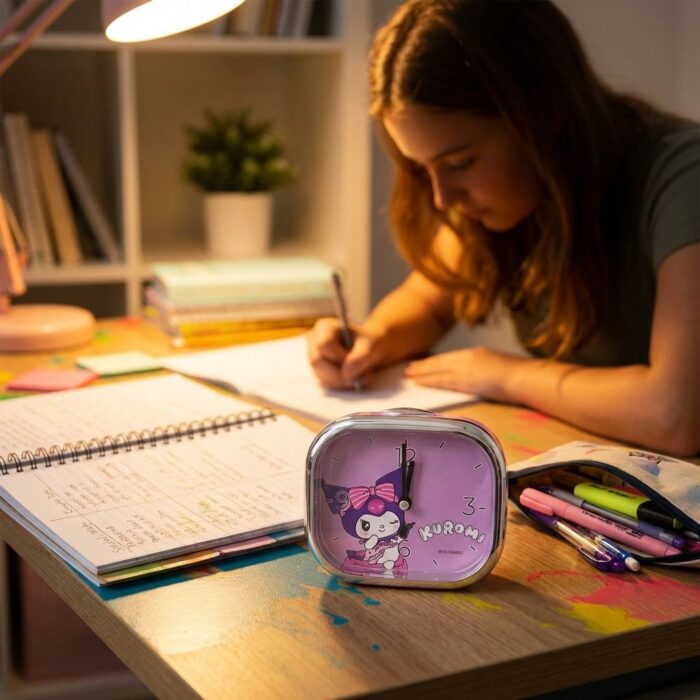 Reloj de Morado Mesa Modelo Amiga de Gatita Despertador a Pilas - Imagen 4