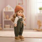 Muñeca de colección con gorro y overol