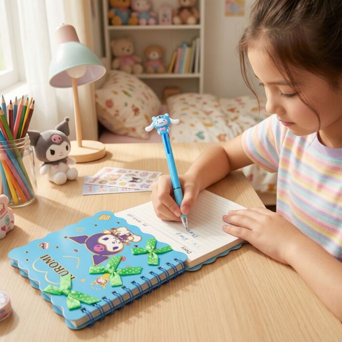 Pack Libreta + Lapicero de Gatito kawaii Celeste - Imagen 2