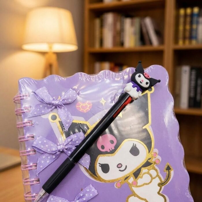 Pack Libreta + Lapicero de Gatito kawaii Morado - Imagen 2