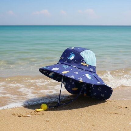 Sombrero con Silbato con Diseño de Pececitos Azul Oscuro