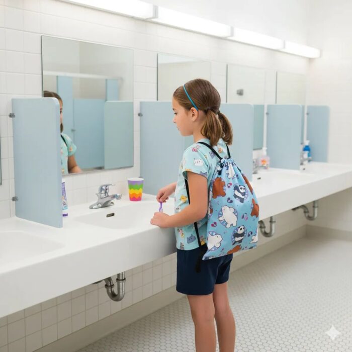 Bolsa de Aseo Escolar Impermeable Celeste - Imagen 3