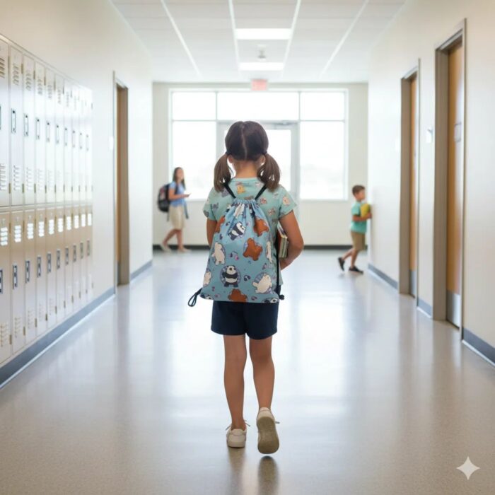 Bolsa de Aseo Escolar Impermeable Celeste - Imagen 2