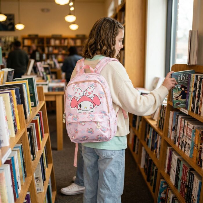 Mochila Kawaii Gatita Rosado - Blanco - Imagen 3