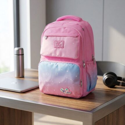 Mochila Kawaii Gatita Bicolor Rosado y Azul