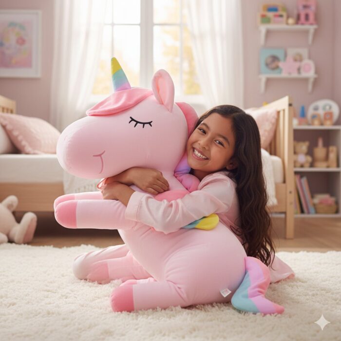 Peluche Gigante Kawaii Unicornio Rosado - Imagen 2