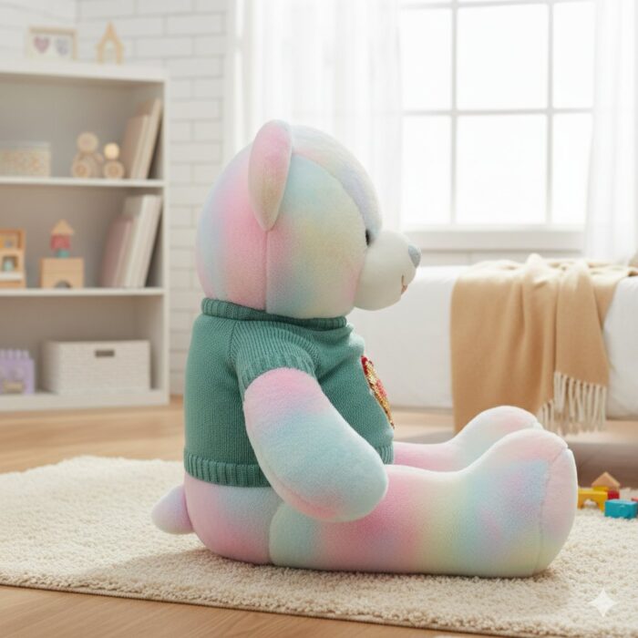 Peluche Multicolor Oso Tierno Con Chompa Verde - Imagen 3
