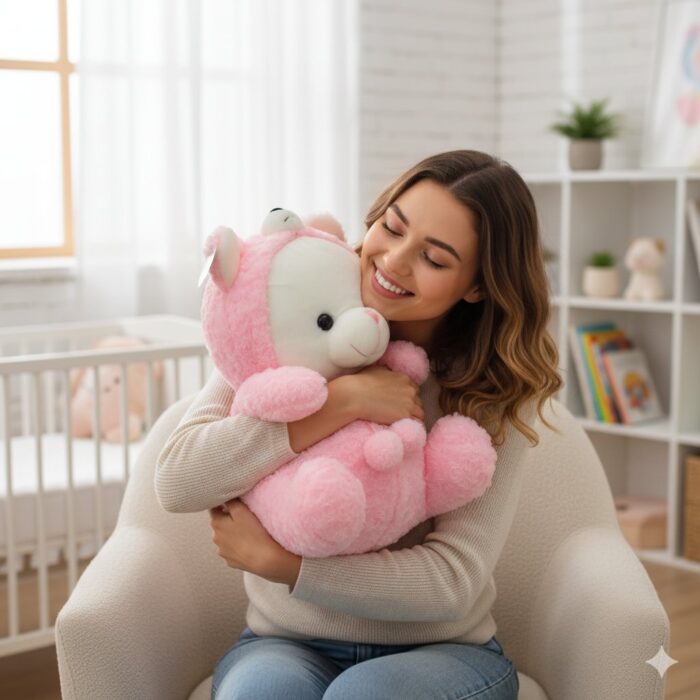 Peluche Oso Blanco Con Disfraz Rosado - Imagen 3