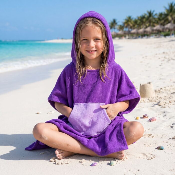 Toalla Poncho Cambiador Morado - Imagen 3