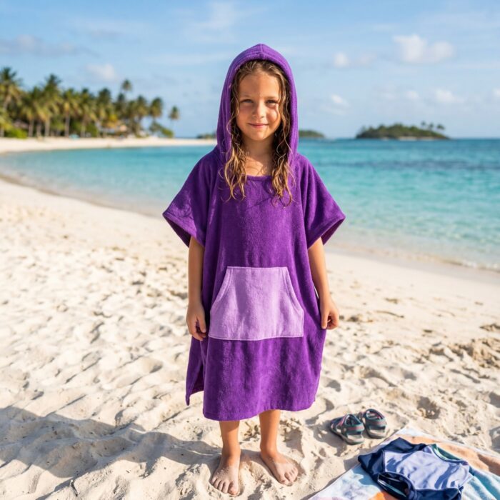 Toalla Poncho Cambiador Morado - Imagen 2