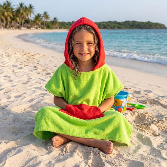 Toalla Poncho Cambiador Verde - Imagen 3