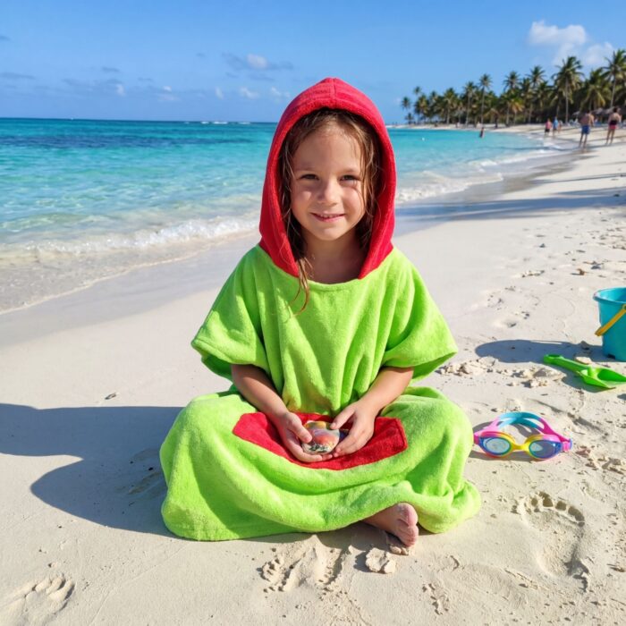 Toalla Poncho Cambiador Verde - Imagen 2