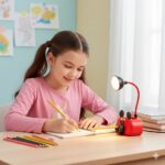 Lámpara de Escritorio Multifuncional Tajador Portalápices Rojo - Imagen 3