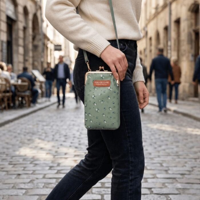 Bolso Cruzado Acolchado para Teléfono Verde Oliva Con Monedero - Imagen 2