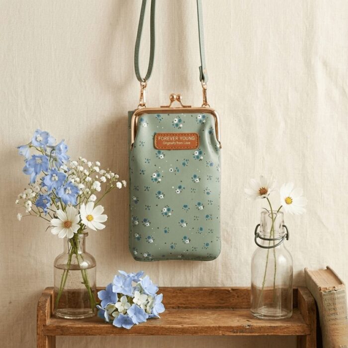 Bolso Cruzado Acolchado para Teléfono Verde Oliva Con Monedero - Imagen 4