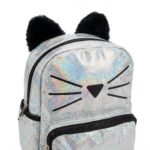 Mochila Escolar Holográfica Gatito Plateado - Imagen 3