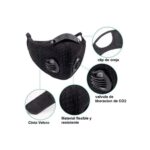 Mascarilla Deportiva KN95 + Filtro de Carbón PM2.5 + 2 Válvulas Negro - Imagen 5