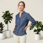 Blusa Casual con Cuello Sport Manga Tres Cuartos Código 103
