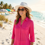 Blusa Casual con Cuello Sport Manga Tres Cuartos Rosa Código 103 - Imagen 3