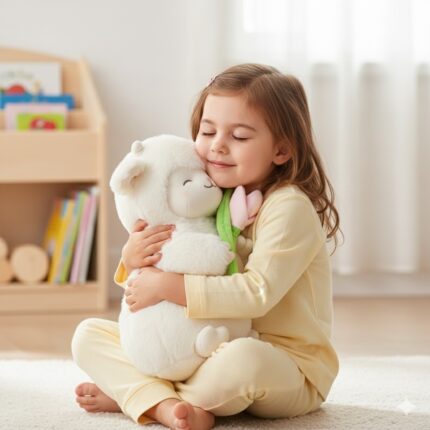 Peluche de Oveja con Tulipán Rosa de 41 cm