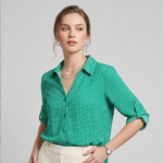 Blusa Manga 3/4 con Cuello V Verde Código 104