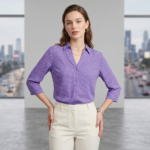 Blusa Manga 3/4 con Cuello V Lila Código 104 - Imagen 3