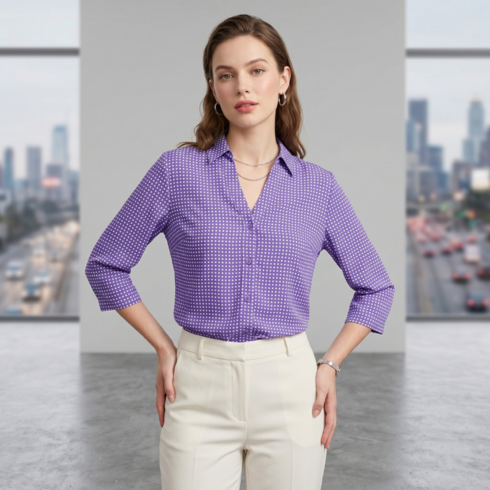 Blusa Manga 3/4 con Cuello V Lila Código 104 - Imagen 3
